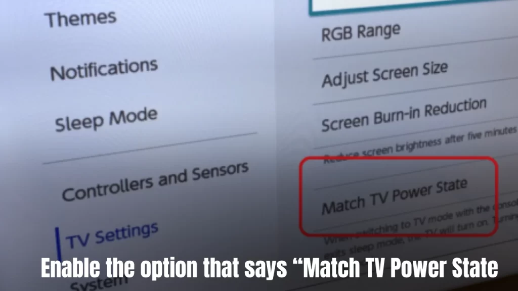 Enable the option that says Match TV Power State