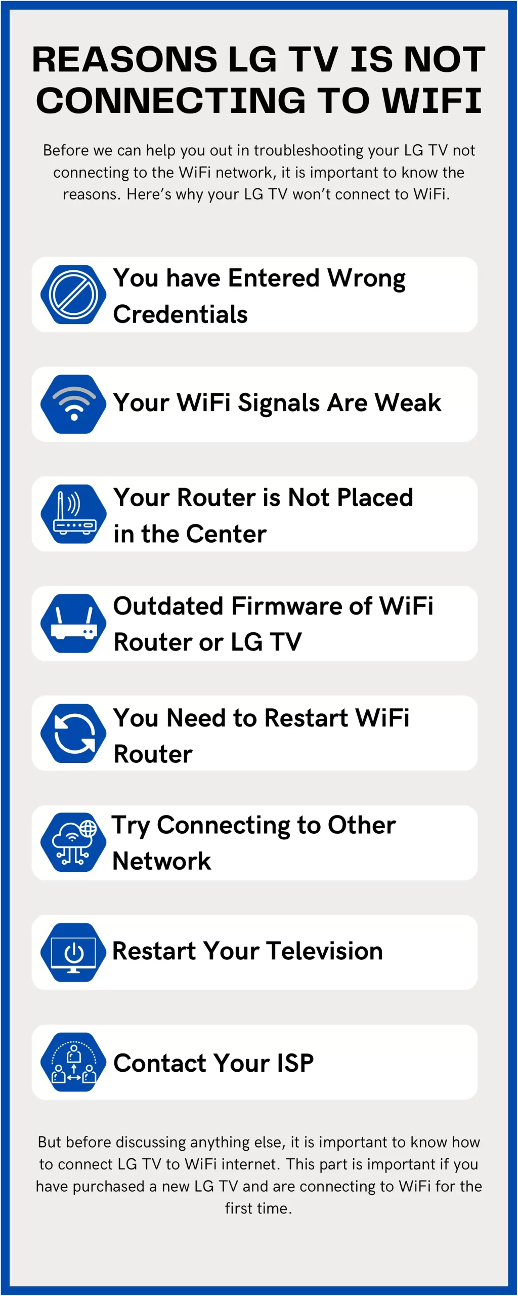 Infographic of Reasons LG TV Is Not Connecting To WiFi