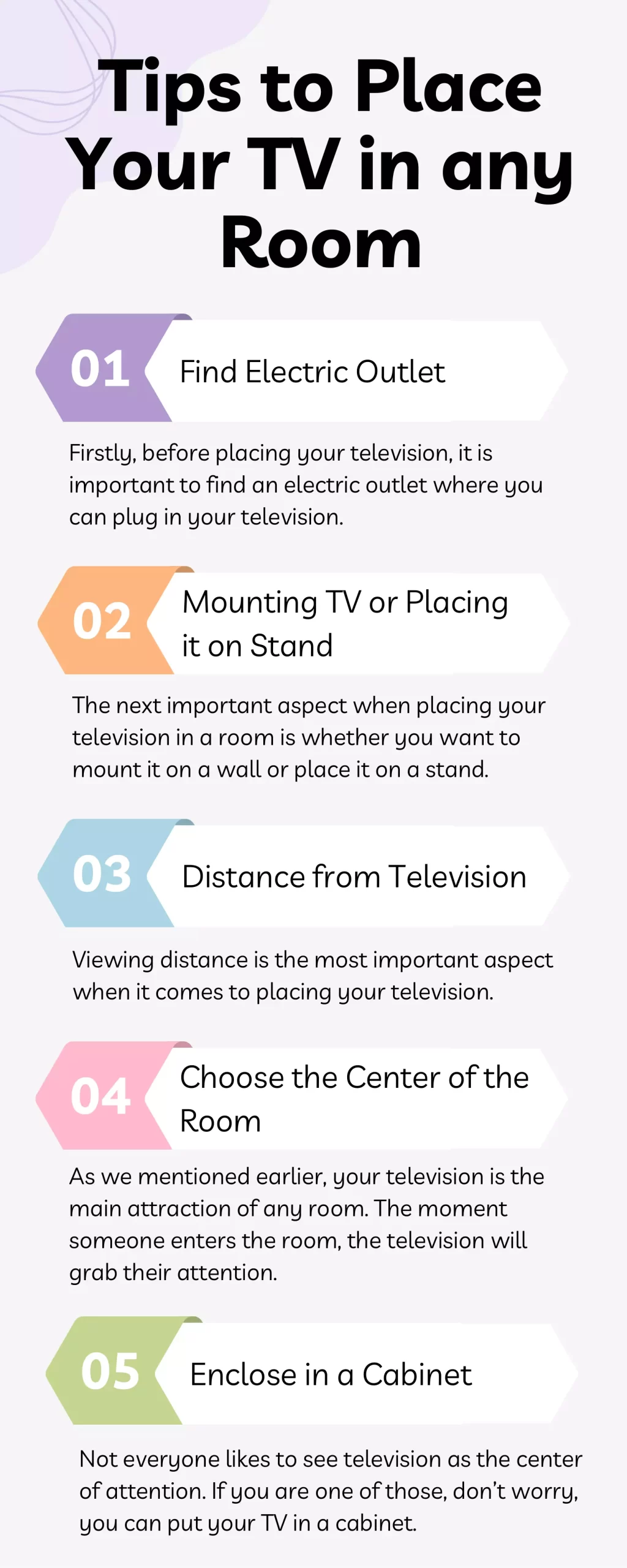 Infographic of Tips to Place Your TV in any Room
